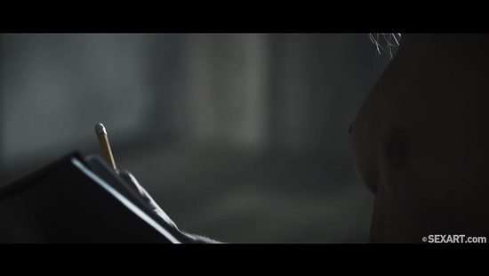 Красивое занятие любовью блондинки и художника в старинном замке